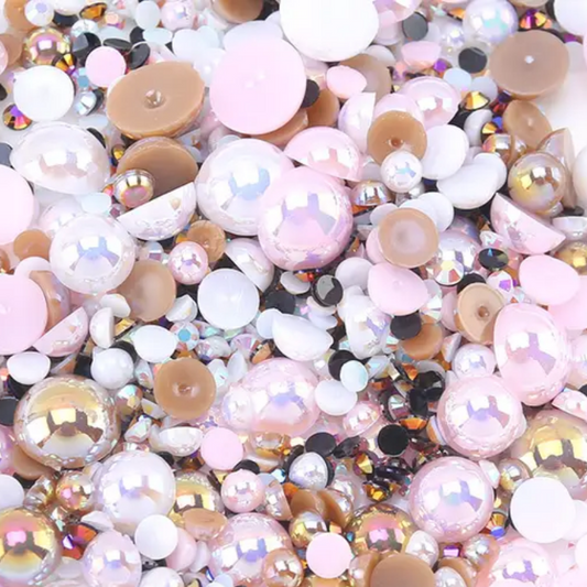 Delicate Rose Pearl & Rhinestone Mix