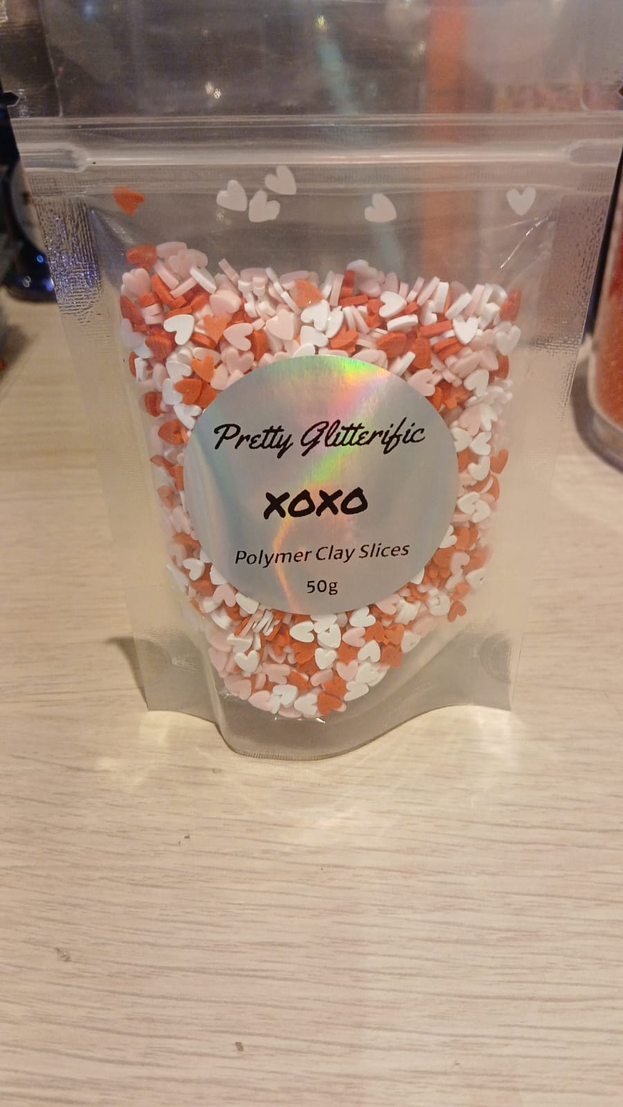 Xoxo polymer clay slices