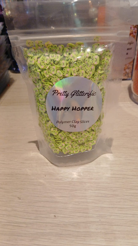 Happy Hopper polymer clay slices