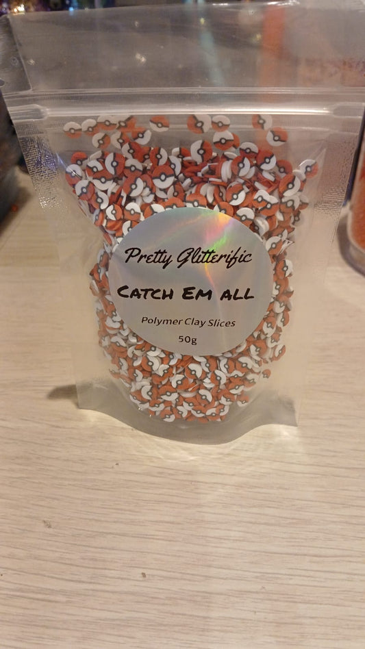 Catch em all polymer clay slices